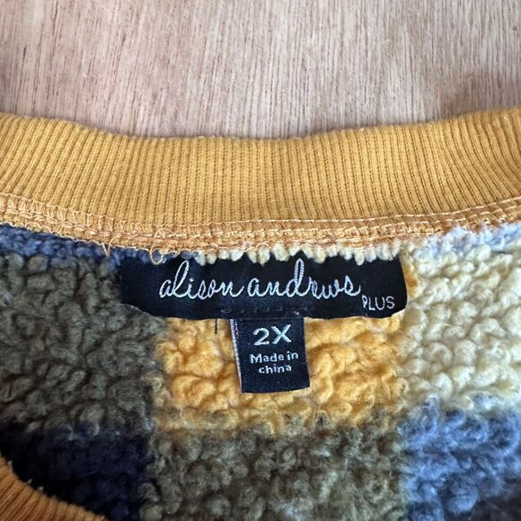 Alyson Andrews Plus Sherpa Pullover Plaid Fleece Sweater Women’s 2X - Picture 3 of 5